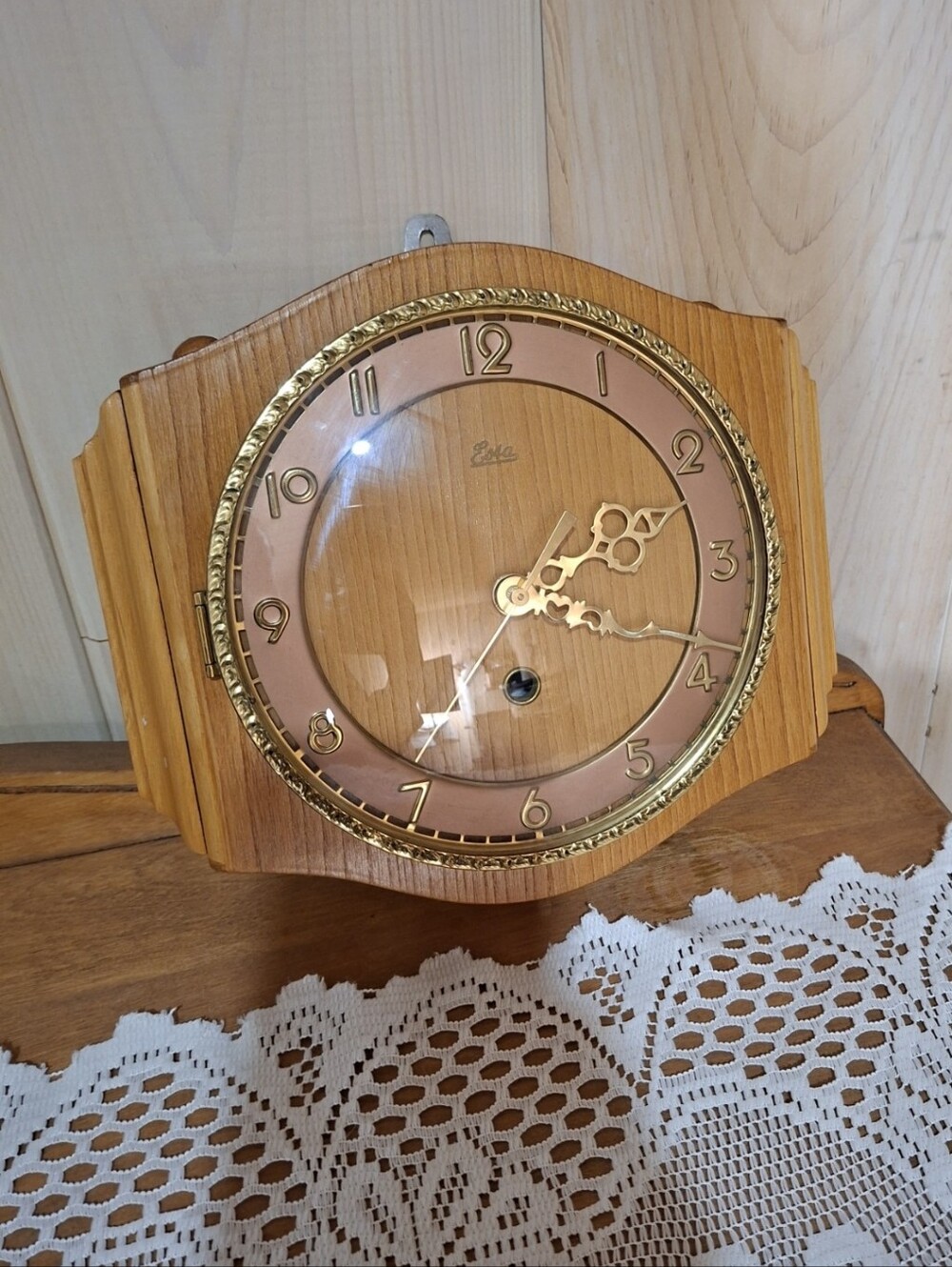 Vintage Mid-Century Modern Battery Wall Clock Wood